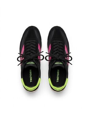 Tretorn Black Low Top Sneakers with Neon Accents Sz 8